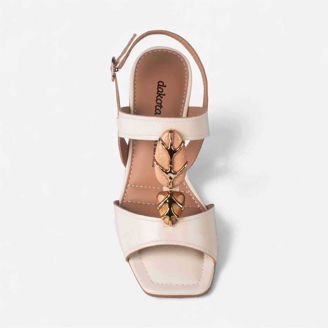 Sandália Dakota de Salto Bloco Bege Off White 5