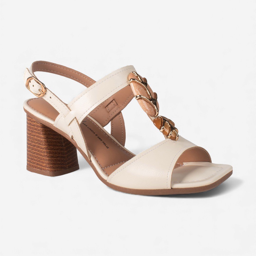 Sandália Dakota de Salto Bloco Bege Off White 7