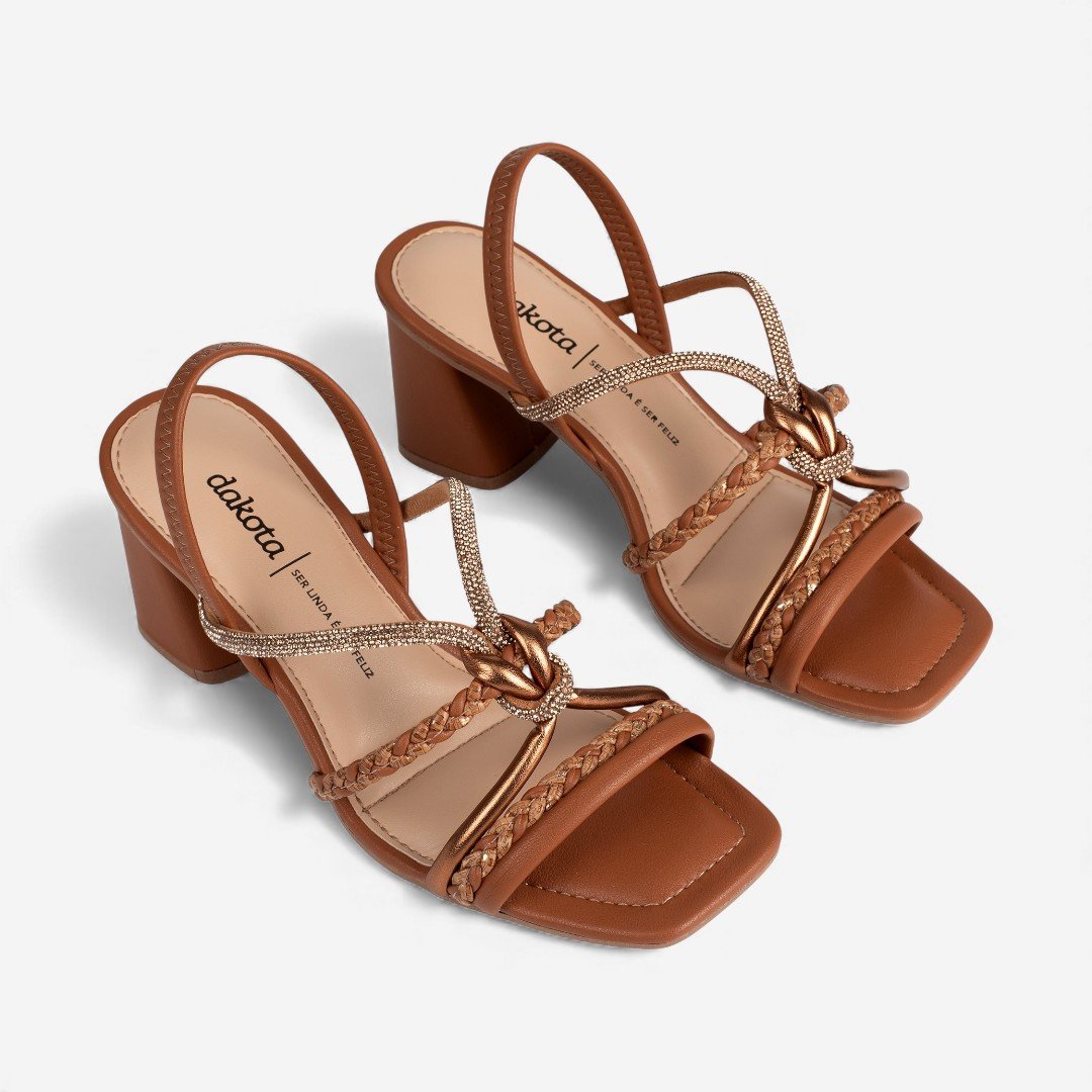 Sandália Dakota de Salto Bloco Caramelo Marrom 5