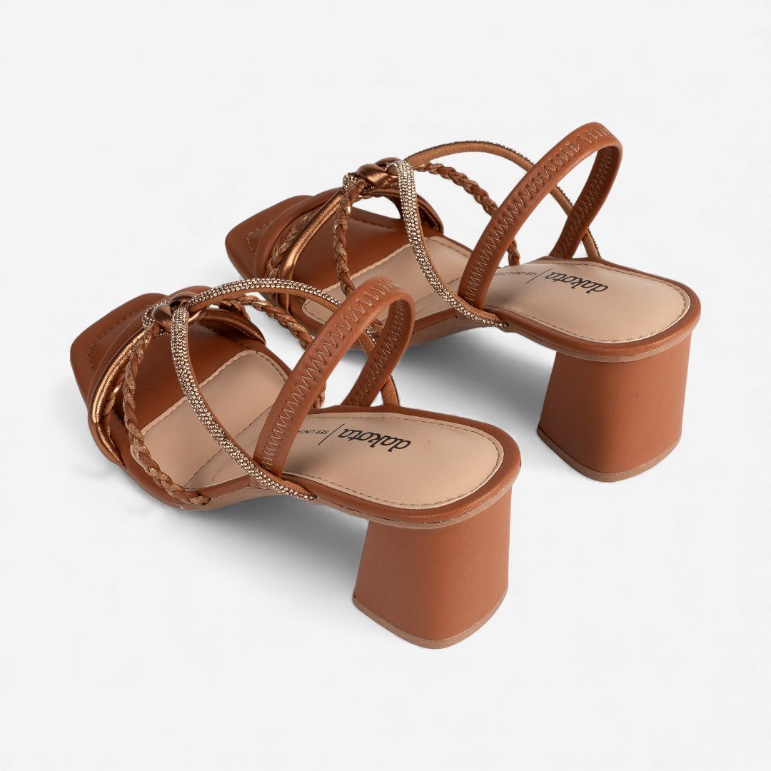 Sandália Dakota de Salto Bloco Caramelo Marrom 6