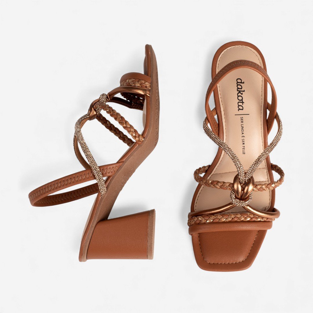 Sandália Dakota de Salto Bloco Caramelo Marrom 7