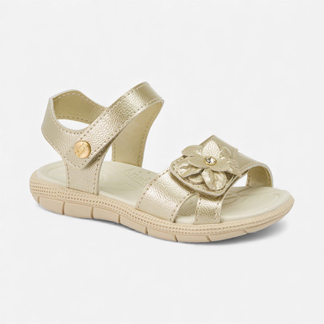 Sandália Papete Klin Tic Tac Feminina Infantil Dourada