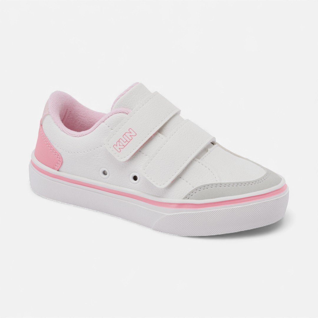 Tênis Klin Casual Freestyle Feminino Infantil Branco Branco/Rosa 2