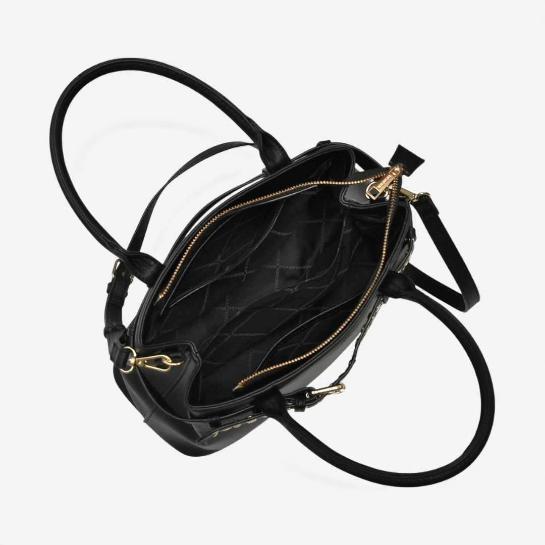 Bolsa Via Marte Tote Bag Preta Preto 4