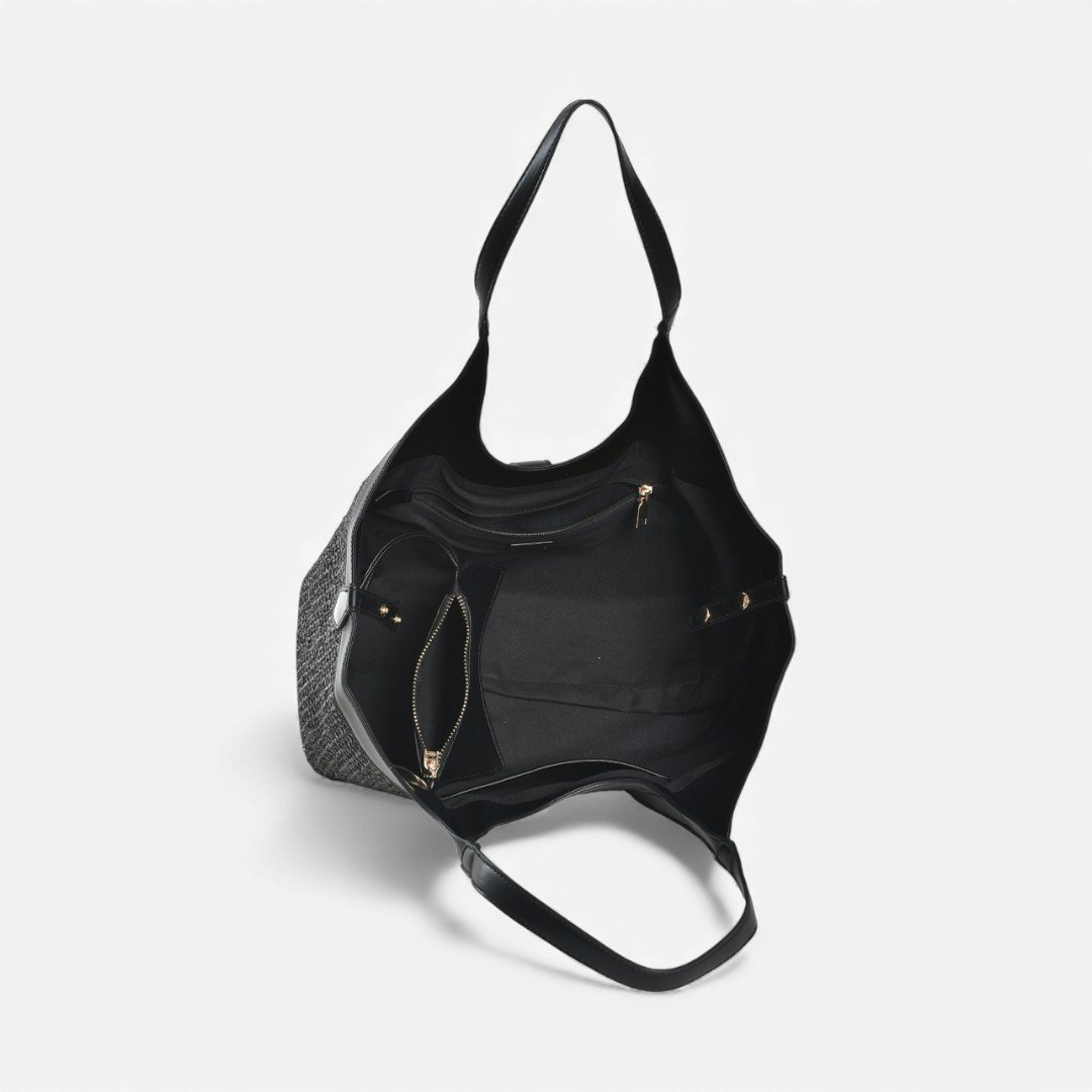 Bolsa Via Marte Tote Grande Preta Preto 3