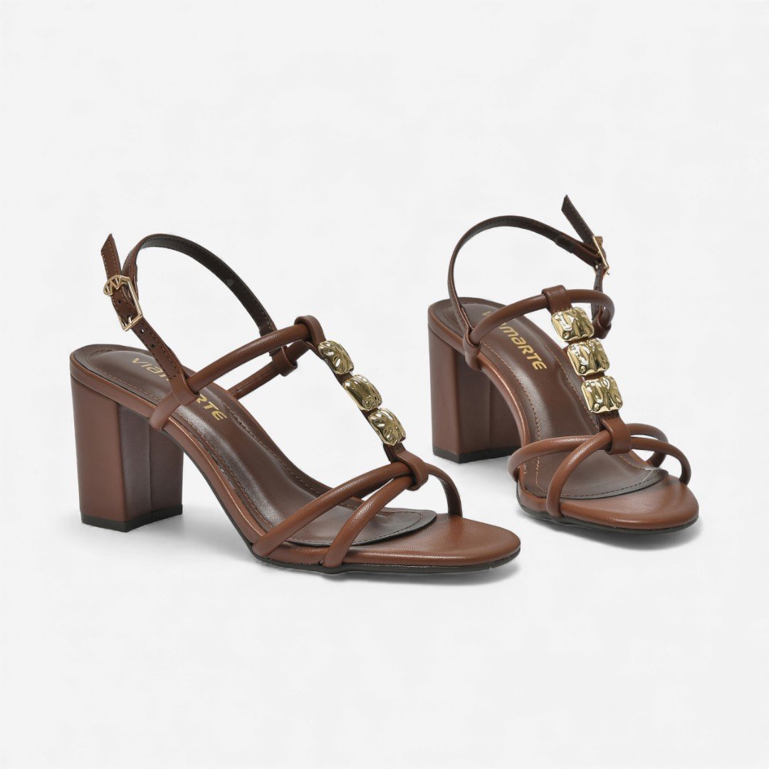Sandália Via Marte Salto Bloco Marrom Marrom 3