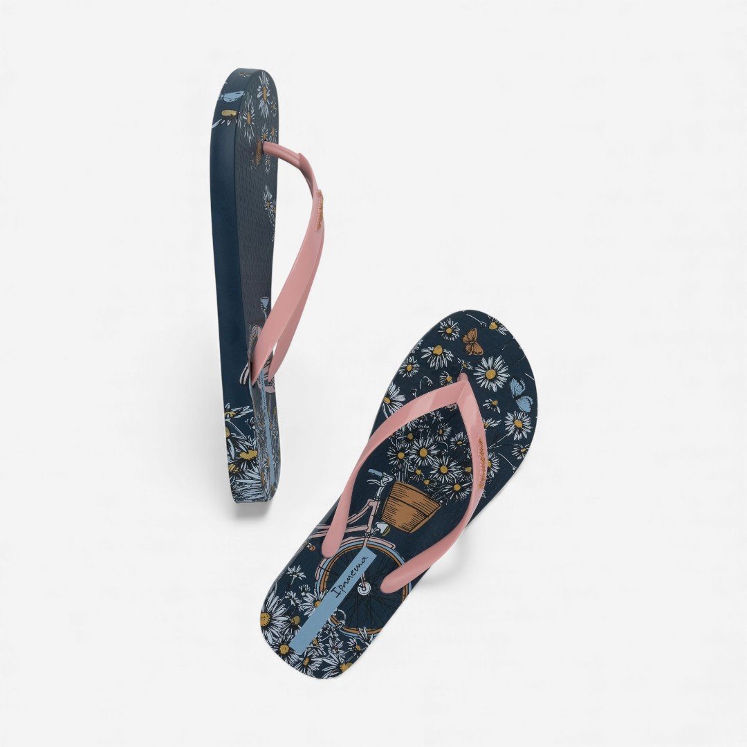 Chinelo de Dedo Azul Mari Bloom Ipanema Azul/Rosa 3
