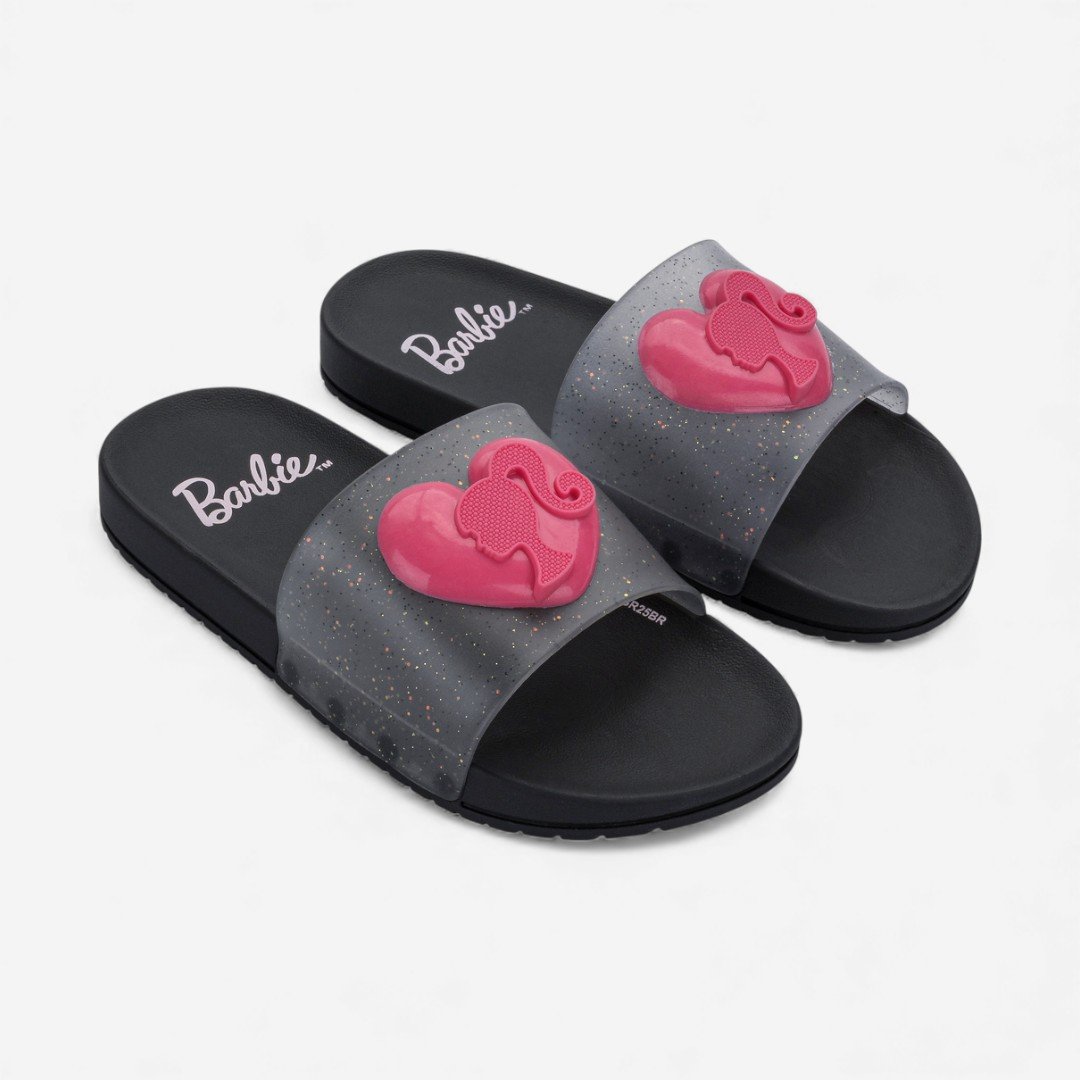 Chinelo Barbie Mania Slide Infantil Preto