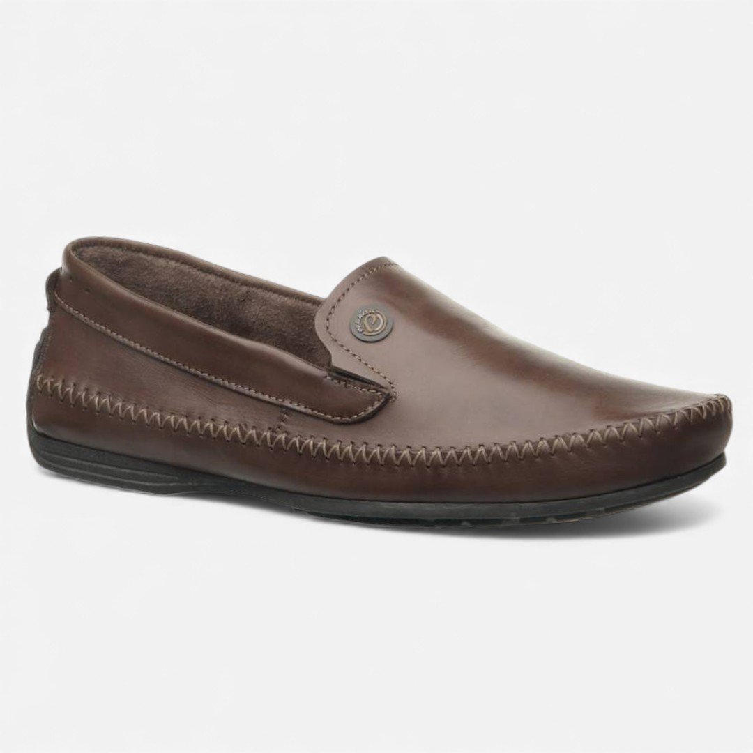 Sapato Mocassim Pegada Couro Marrom