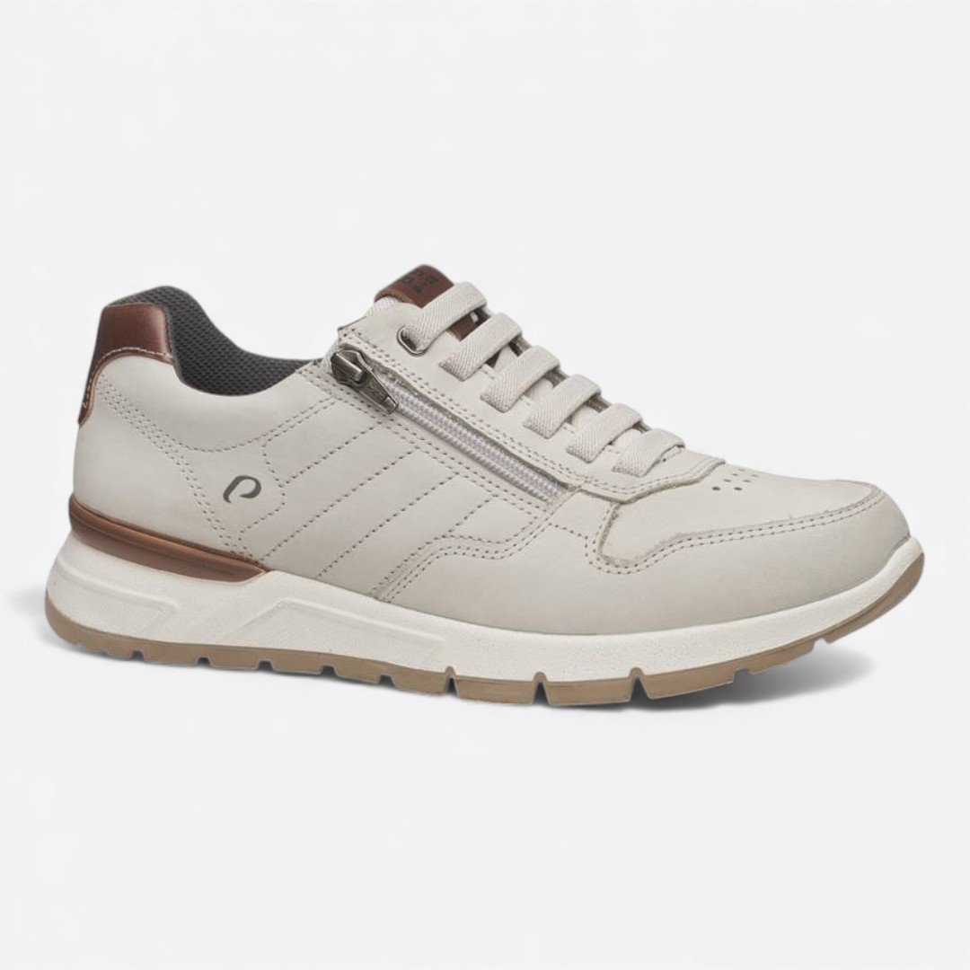 Tênis Casual Pegada Masculino Em Couro Gelo Branco 2