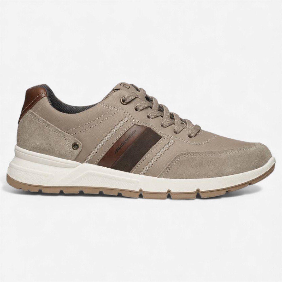 Tênis Casual Pegada Masculino Em Couro Bege