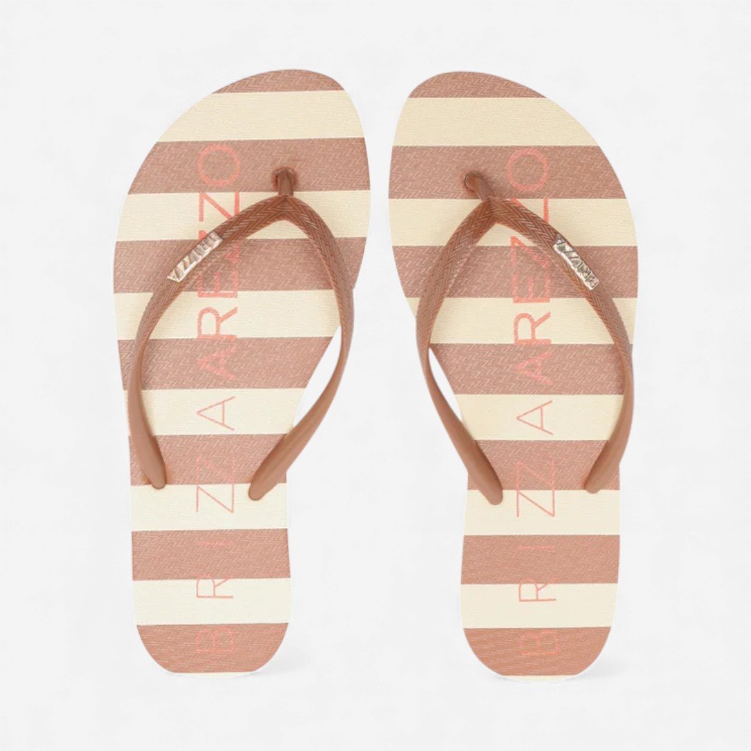 Chinelo De Dedo Brizza Listrado Essential Marrom
