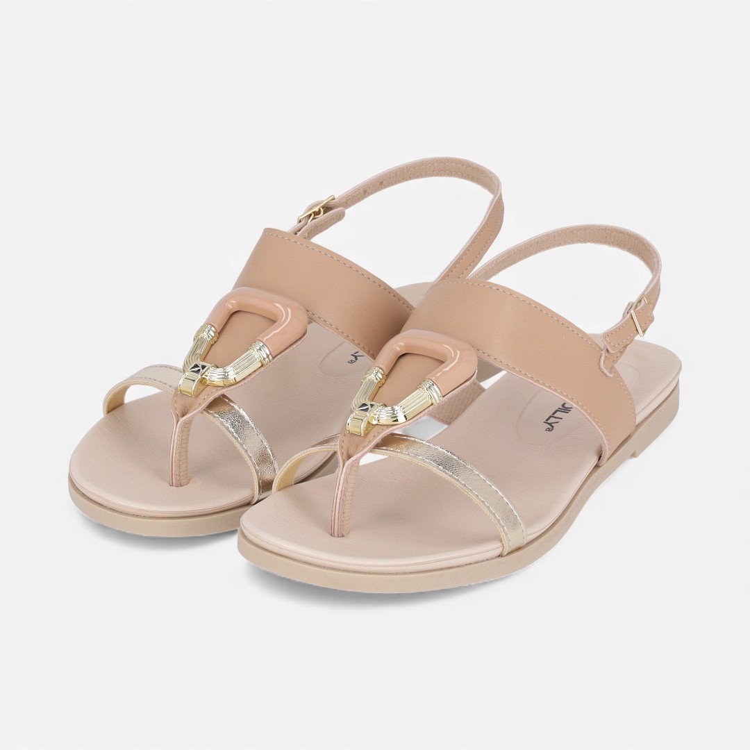 Sandália Piccadilly Rasteira Nude Bege 2