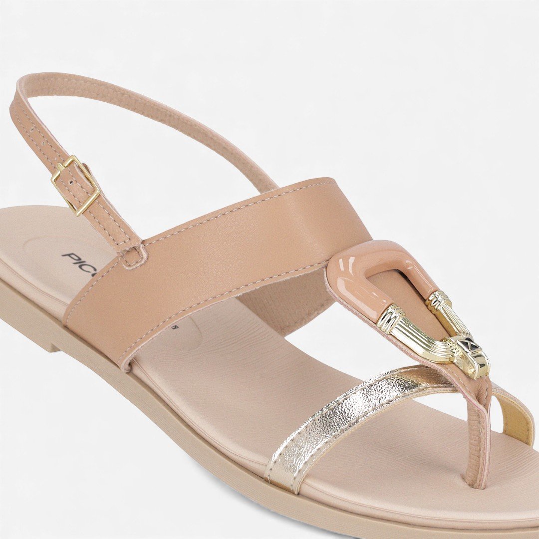 Sandália Piccadilly Rasteira Nude Bege 3