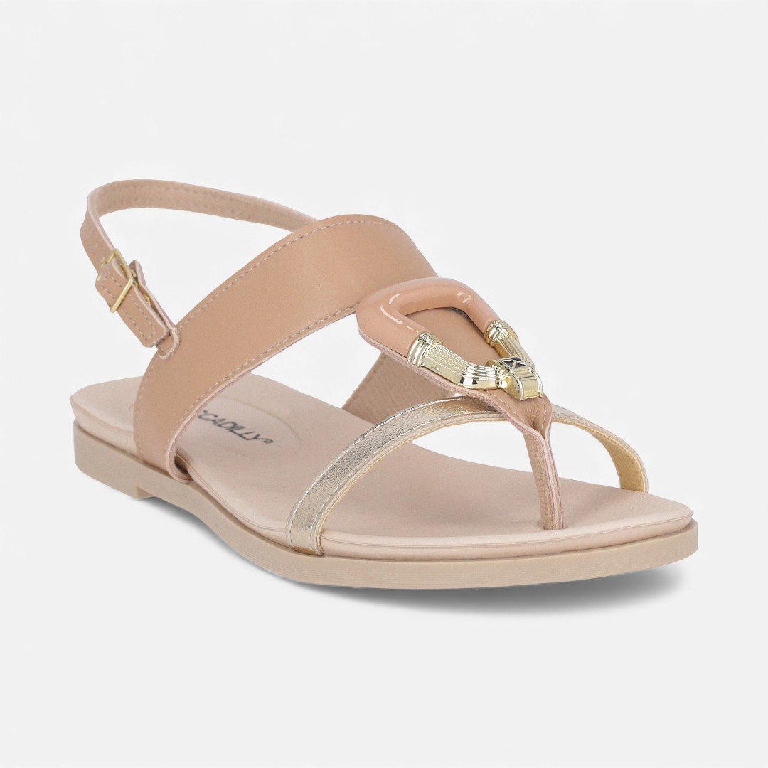 Sandália Piccadilly Rasteira Nude Bege 4