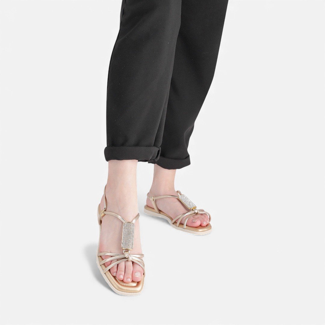 Sandália Rasteira Piccaddilly Metalizada Dourada Dourado 4