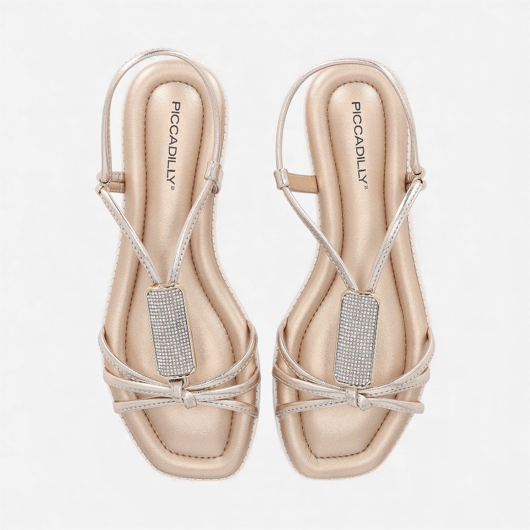 Sandália Rasteira Piccaddilly Metalizada Dourada Dourado 5