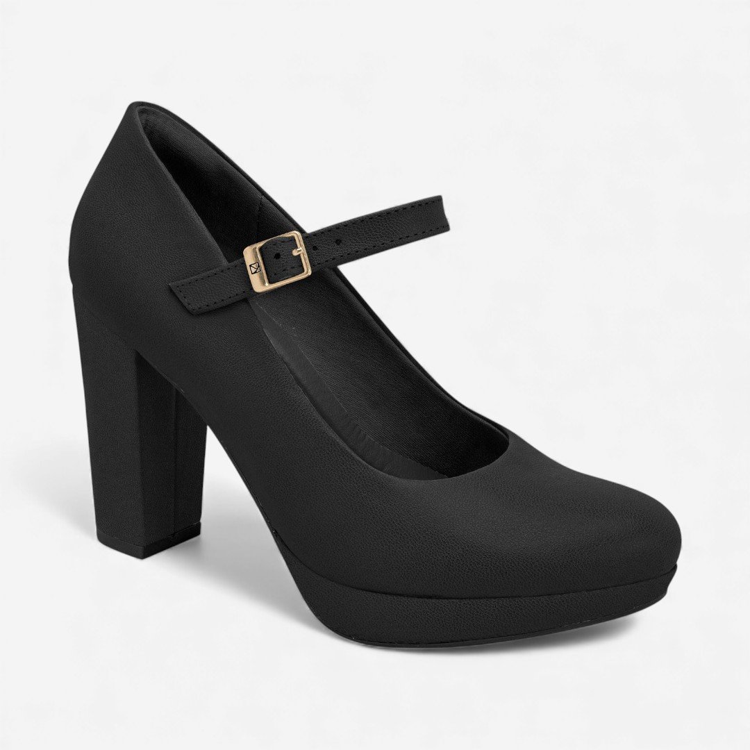 Sapato Scarpin Piccadilly Salto Alto Preto