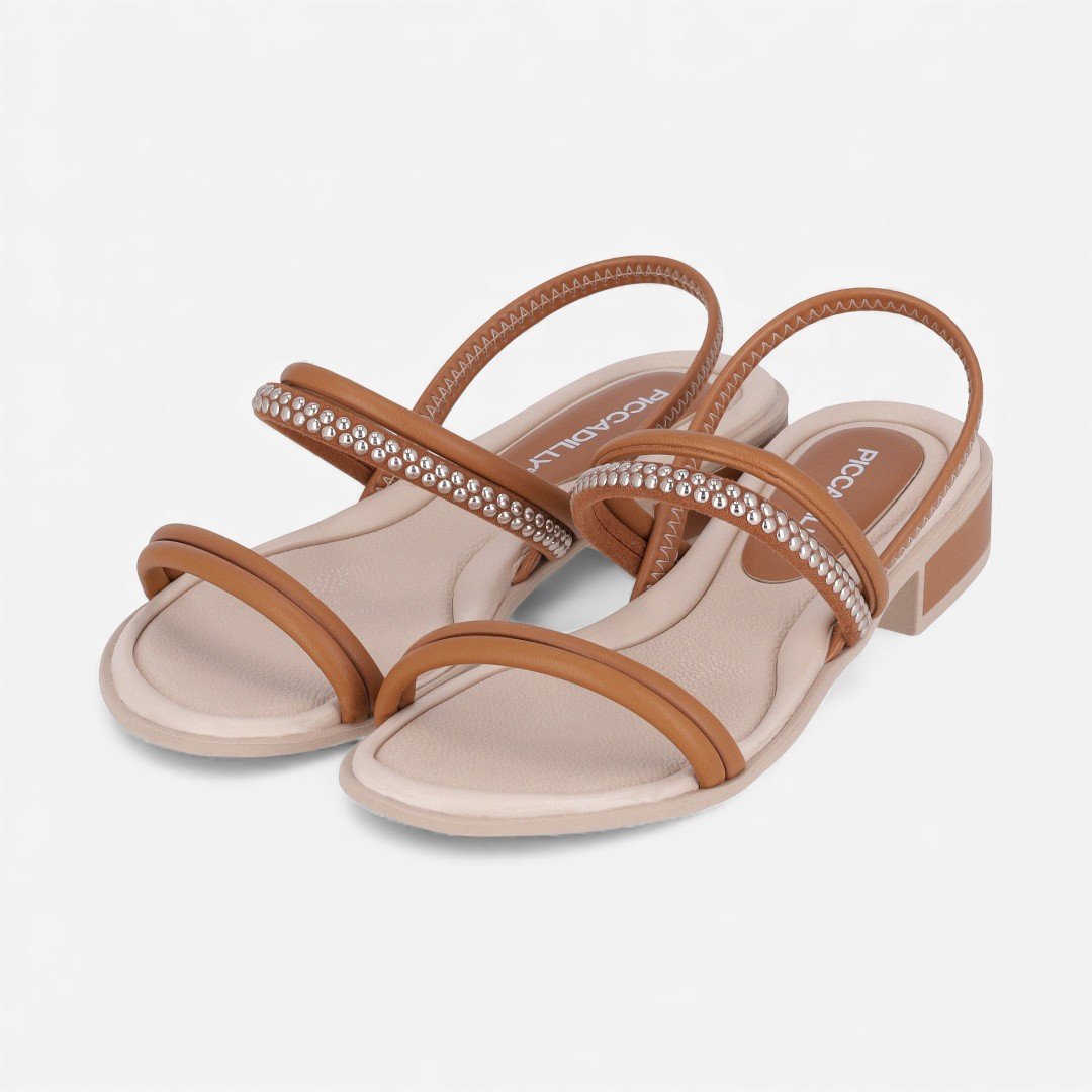 Sandália Piccadilly Salto Baixo Marrom Marrom 2