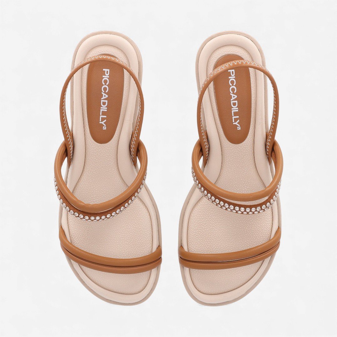 Sandália Piccadilly Salto Baixo Marrom Marrom 5