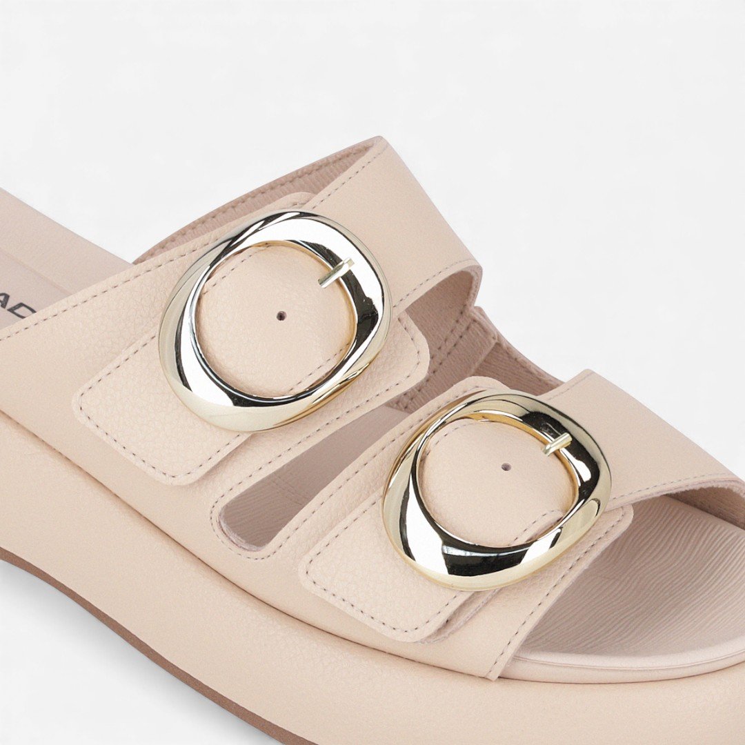 Tamanco Piccadilly Flatform Bege Bege 4