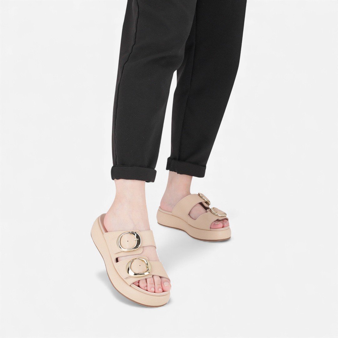 Tamanco Piccadilly Flatform Bege Bege 5