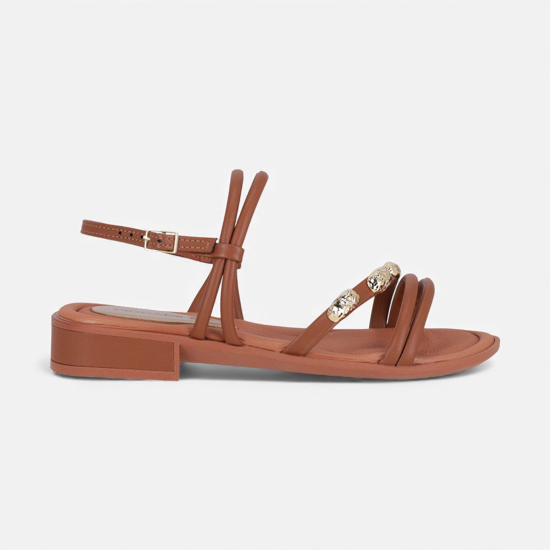 Sandália Piccadilly Salto Baixo Marrom