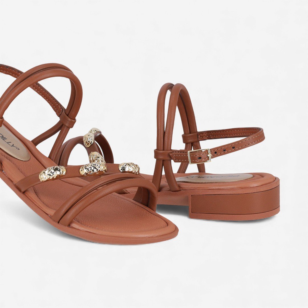 Sandália Piccadilly Salto Baixo Marrom Ocre 3