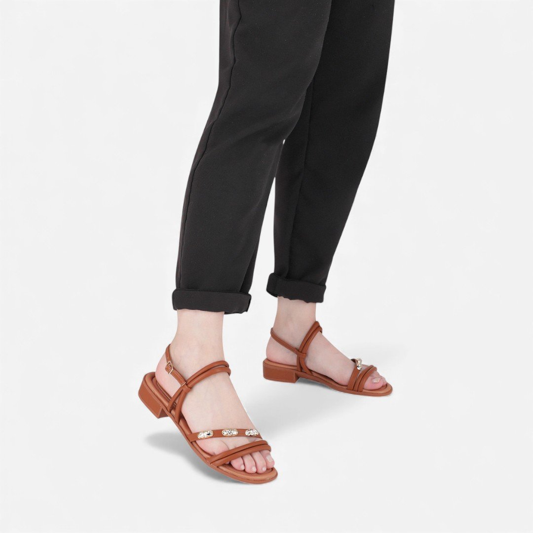 Sandália Piccadilly Salto Baixo Marrom Ocre 5