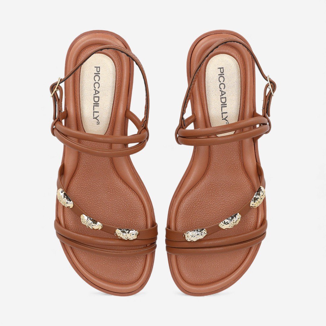 Sandália Piccadilly Salto Baixo Marrom Ocre 6