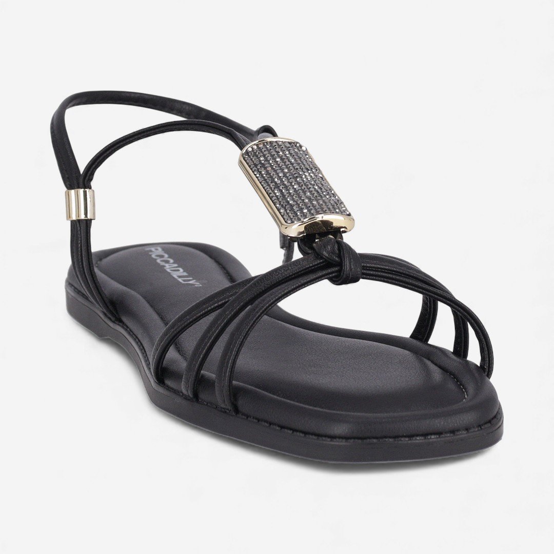 Sandália Rasteira Piccaddilly Preta Preto 5