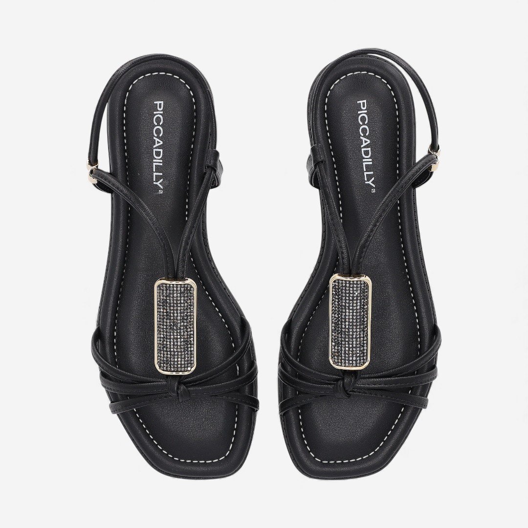 Sandália Rasteira Piccaddilly Preta Preto 6