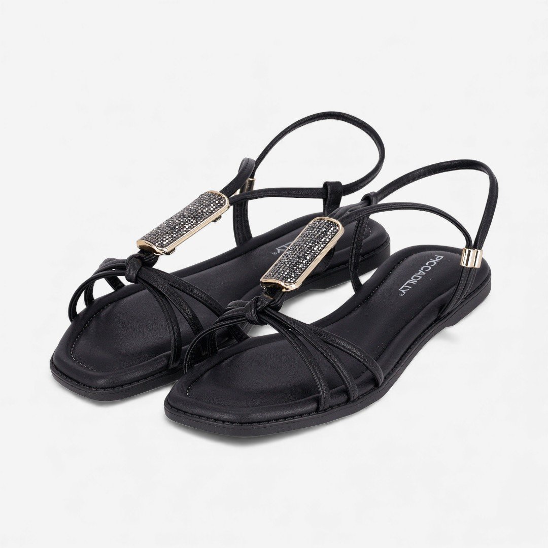 Sandália Rasteira Piccaddilly Preta Preto 2