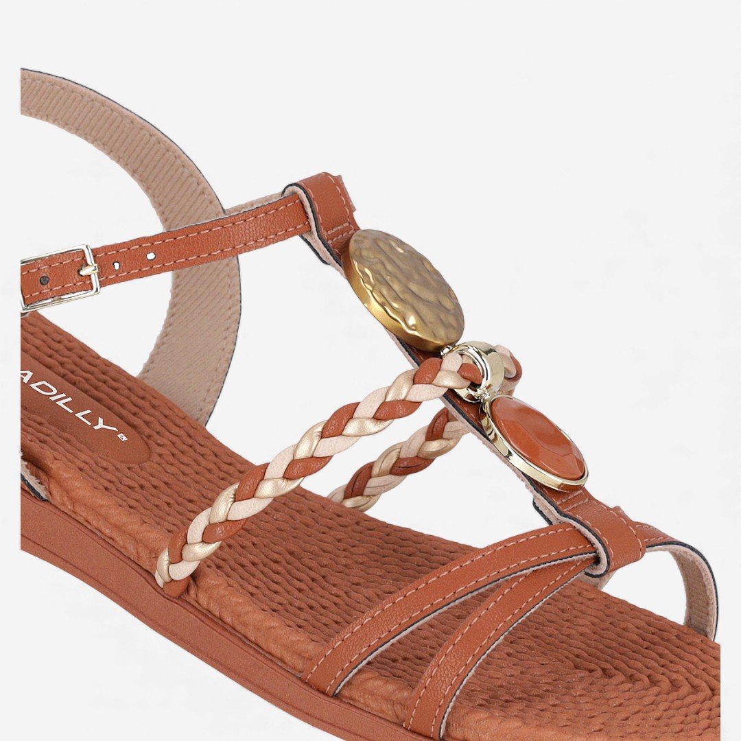 Sandália Rasteira Piccadilly Marrom Ocre 3