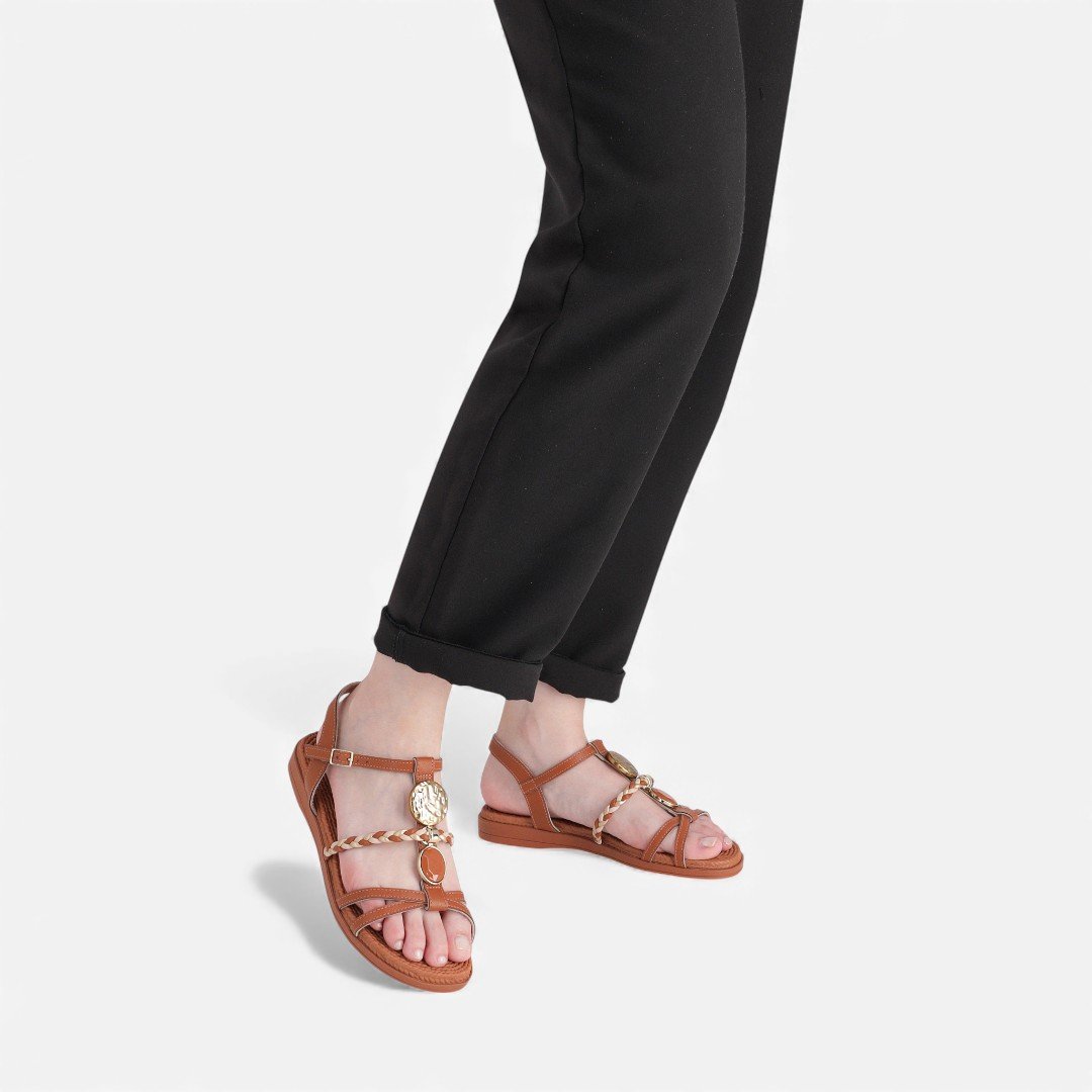 Sandália Rasteira Piccadilly Marrom Ocre 4