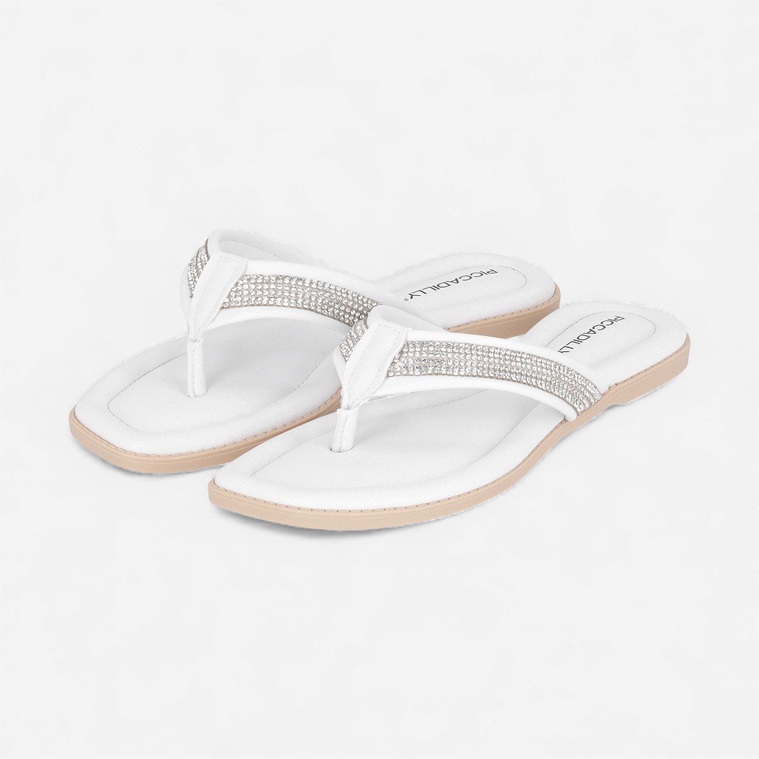 Chinelo Piccadilly Com Strass Branco Branco 2