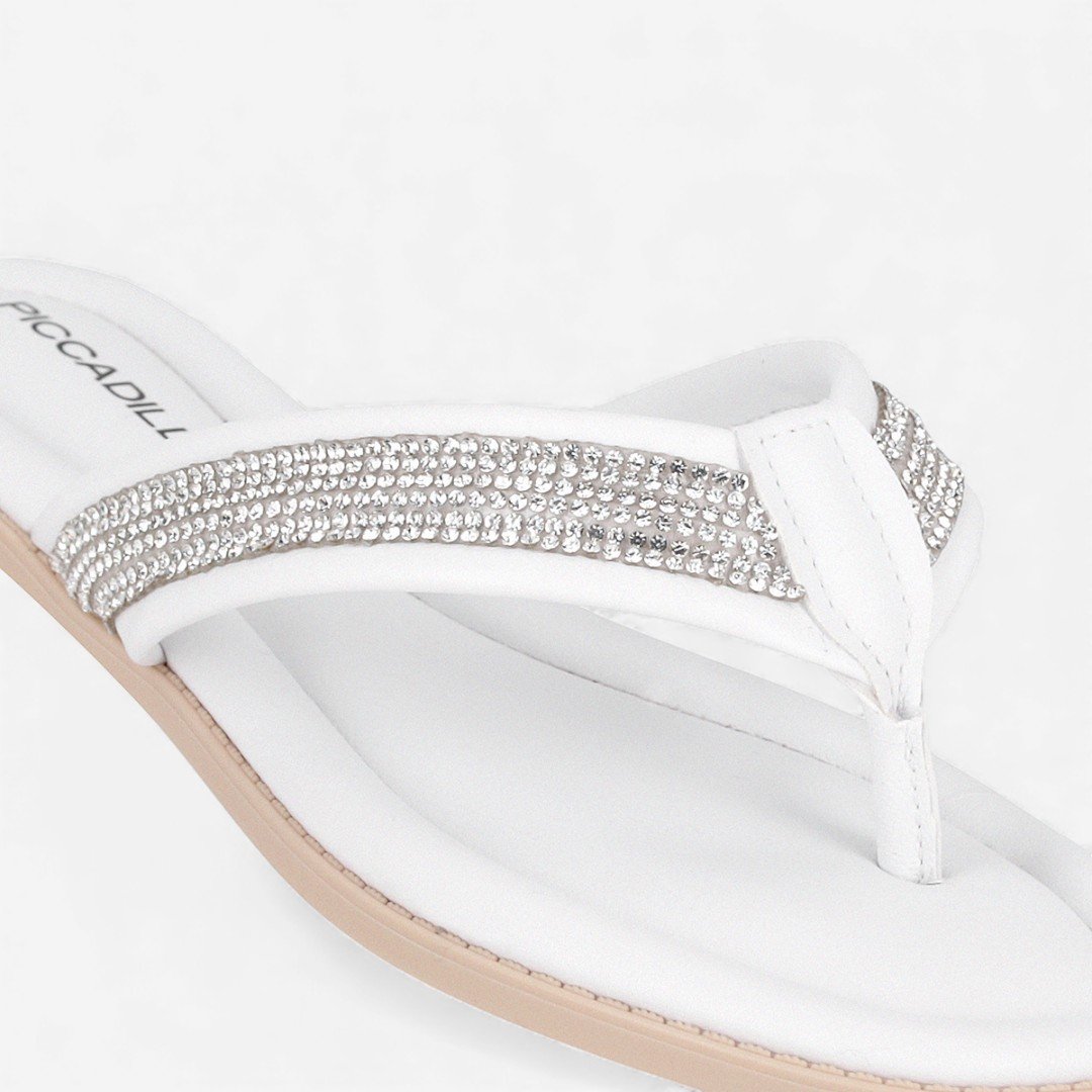 Chinelo Piccadilly Com Strass Branco Branco 3