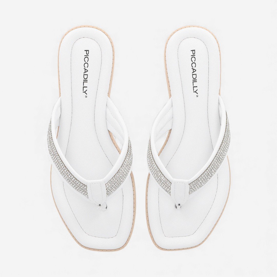 Chinelo Piccadilly Com Strass Branco Branco 5