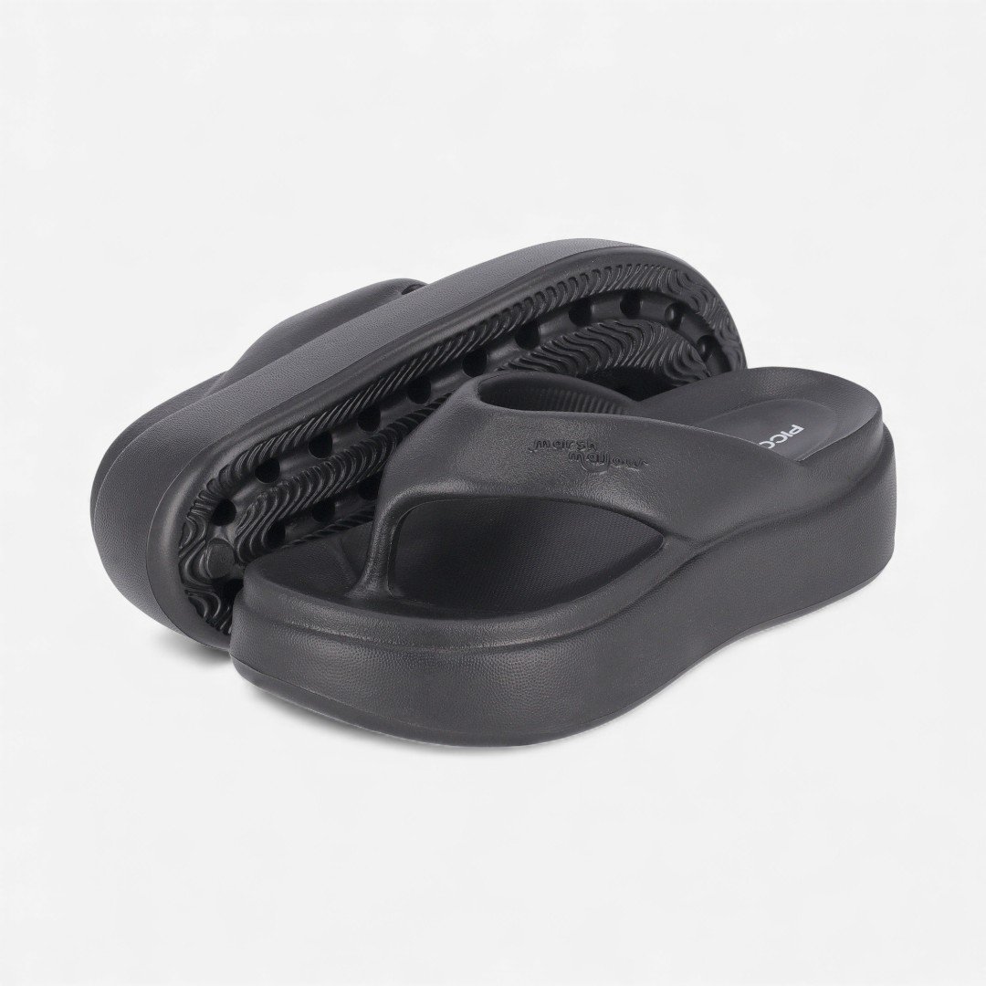 Tamanco Piccadilly Flatform Marshmallow Preto Preto 4