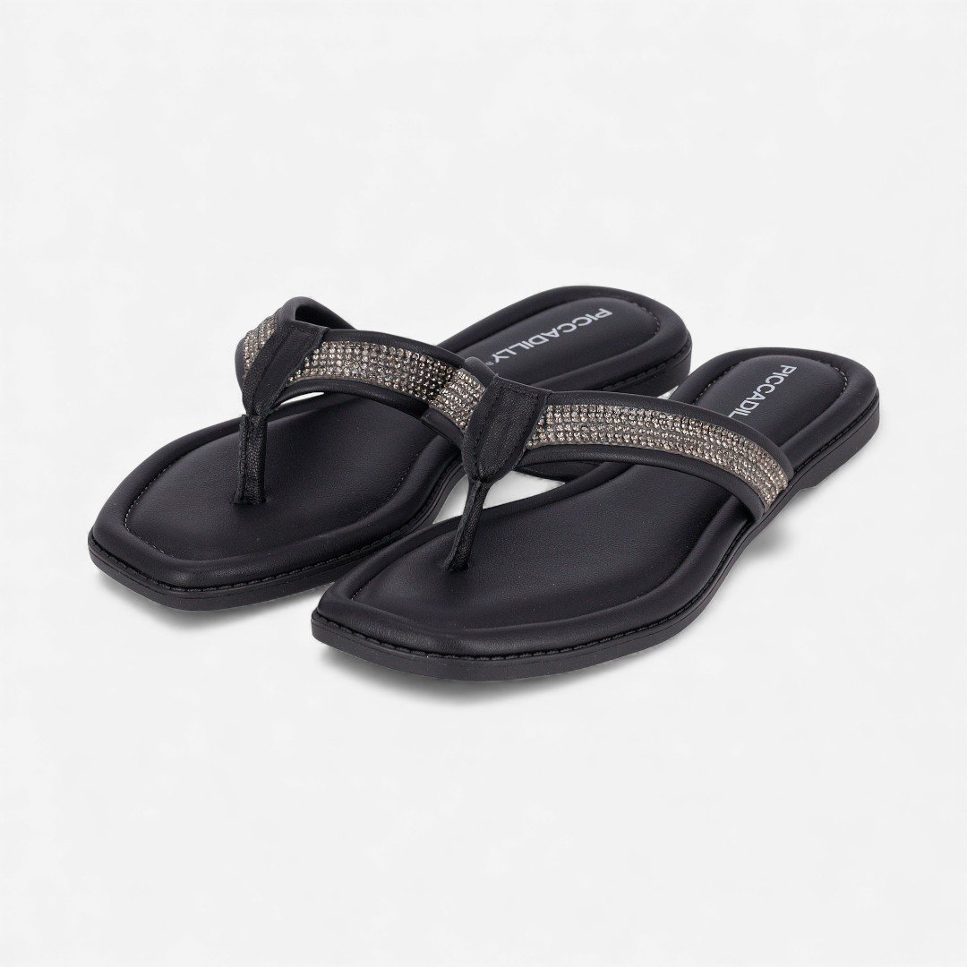 Chinelo Piccadilly Com Strass Preto Preto 2