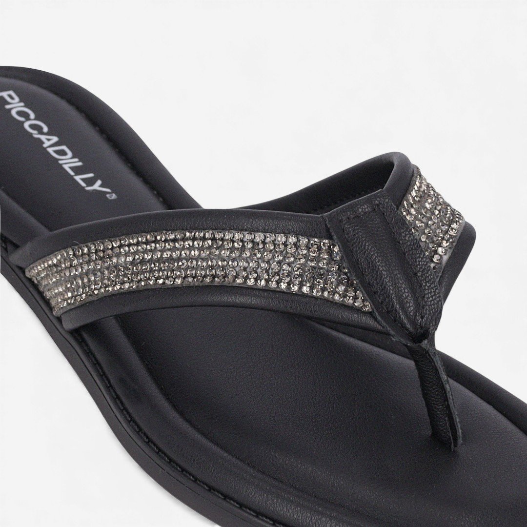 Chinelo Piccadilly Com Strass Preto Preto 3