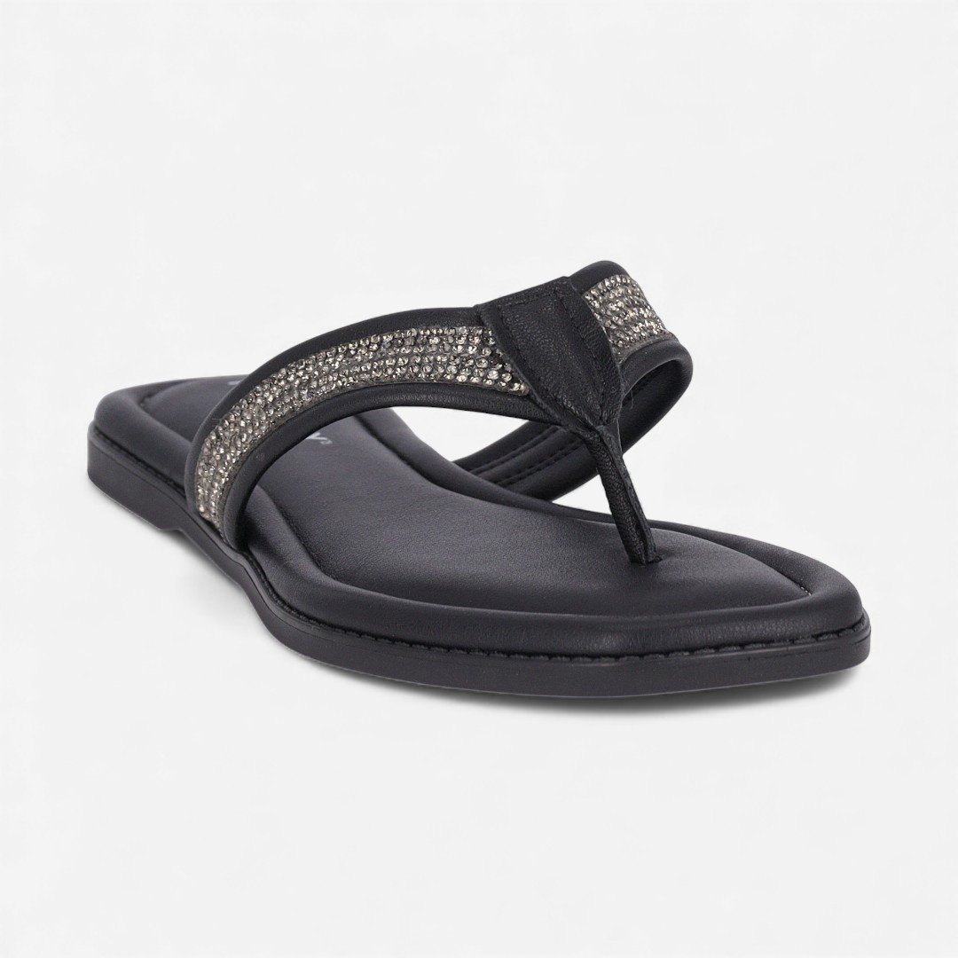 Chinelo Piccadilly Com Strass Preto Preto 4