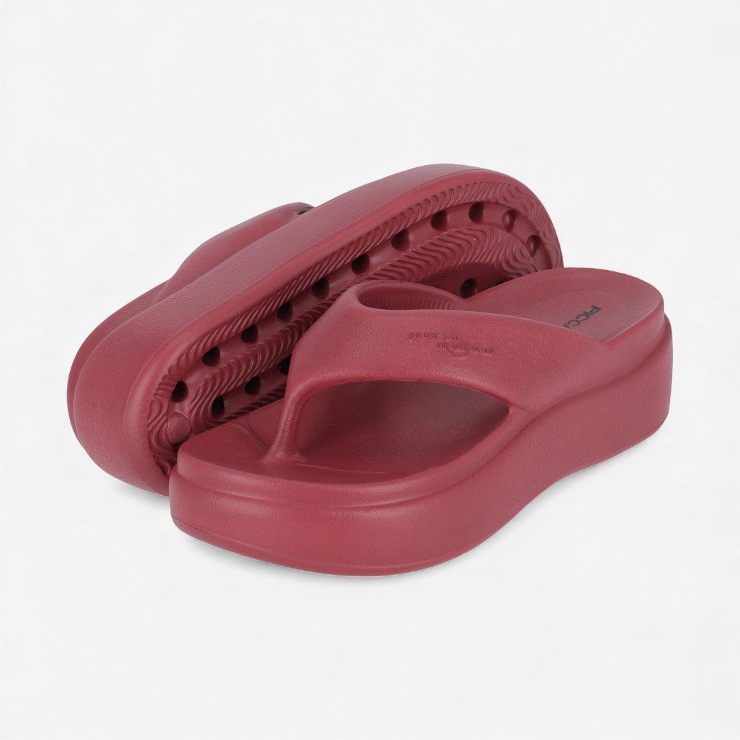 Tamanco Piccadilly Flatform Marshmallow Vinho Vermelho 4