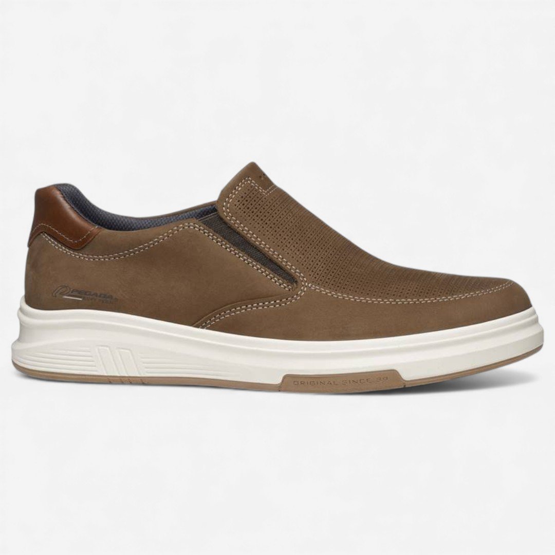 Tênis Casual Slip On Pegada Masculino Em Couro Marrom