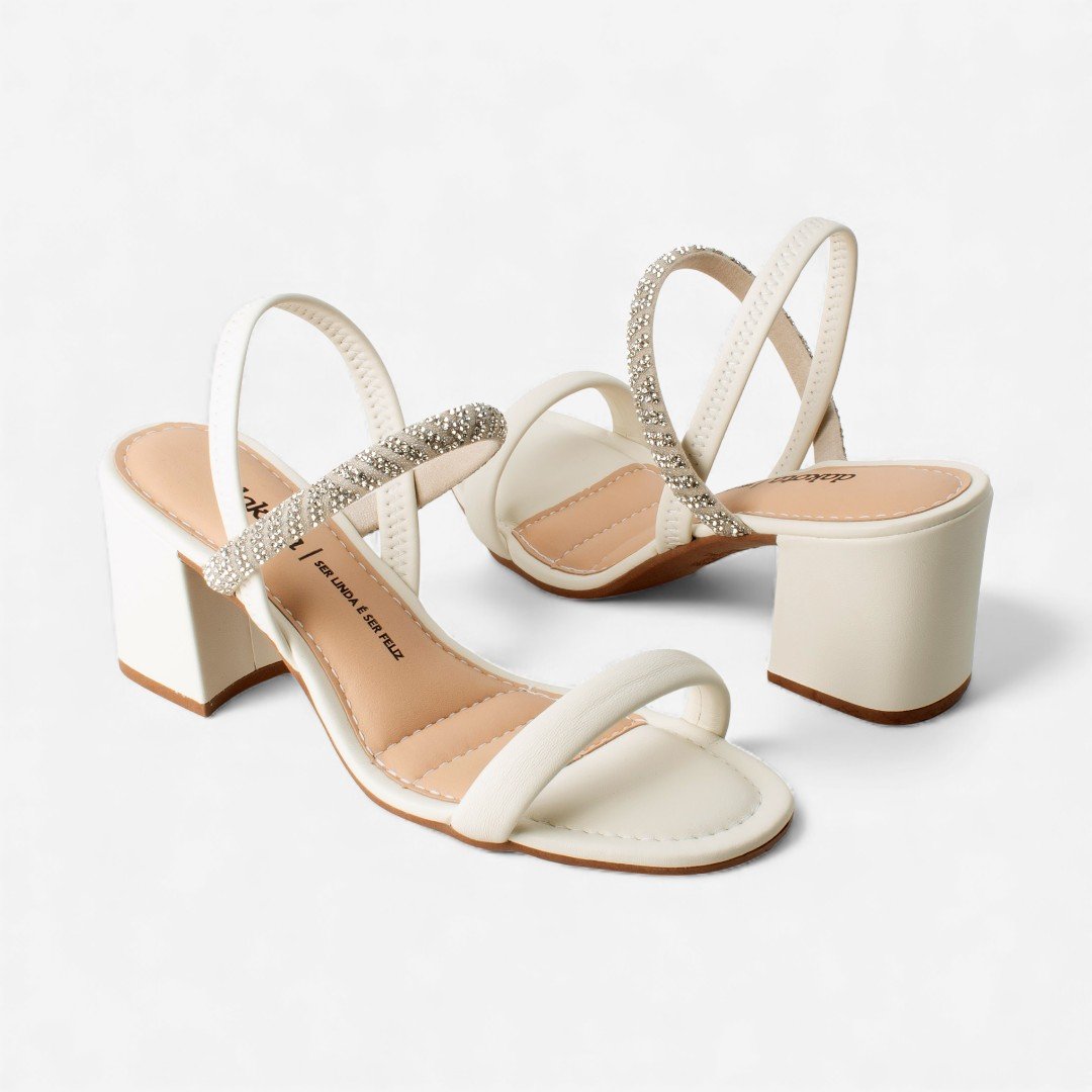 Sandália Dakota De Salto Bloco Off White Branco 3