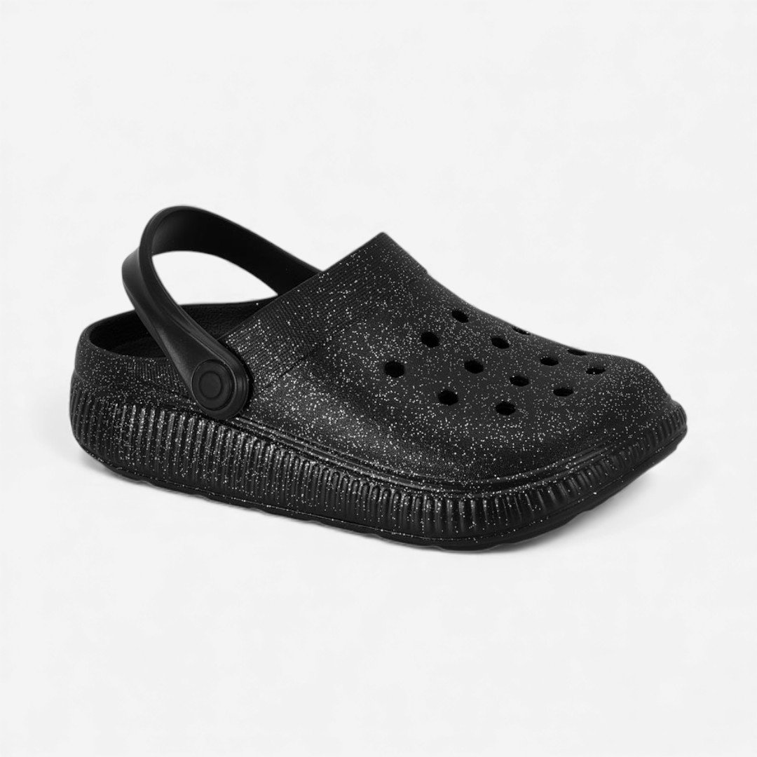 Babuche Molekinha Infantil Com Glitter Preto