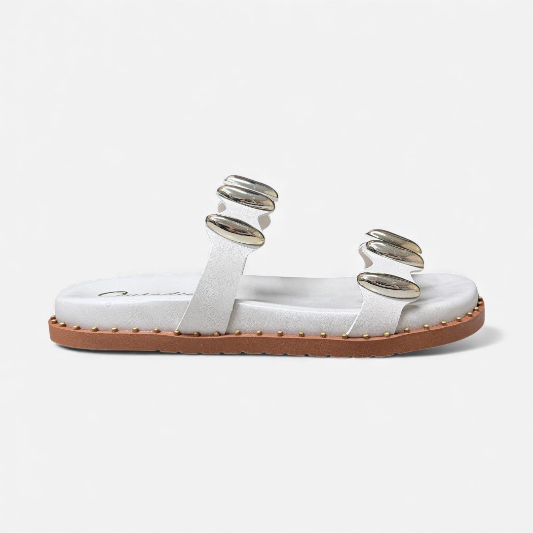 Chinelo Slide Papete Off White Com Metais