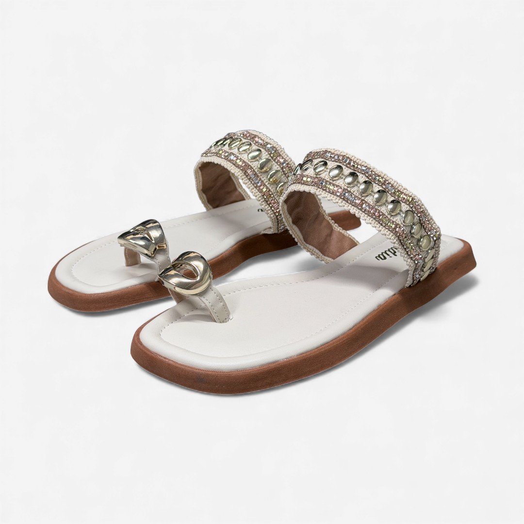 Chinelo Slide Manta Étnica e Pedras Off White Off White 4