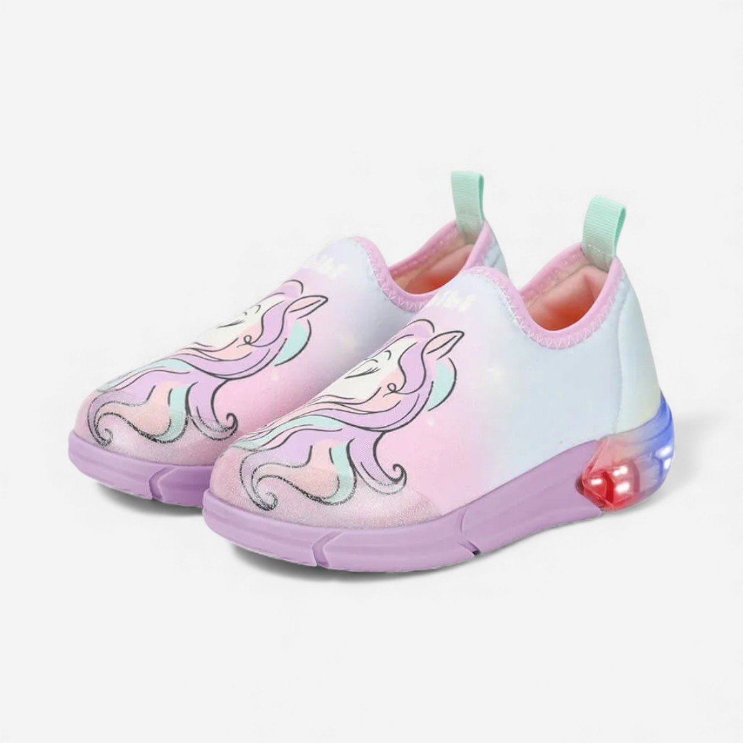 Tênis Infantil Bibi Space Rosa De Unicórnio Com Luz Rosa 2