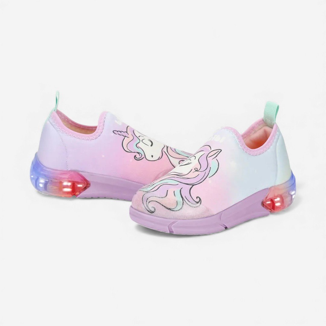Tênis Infantil Bibi Space Rosa De Unicórnio Com Luz Rosa 3